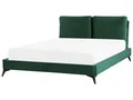 Elegantes Polsterbett in Grün Samtstoff mit Lattenrost 160 x 200 cm Melle