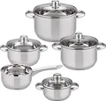 ELO Topfset Galactica 5-teilig | Edelstahl | Glasdeckel | Induktion | spülmaschinengeeignet | silber