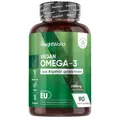 Omega 3 Vegan - 90 Weich-Kapseln - 2000 mg Omega 3 Algenöl liefern 600 mg DHA & 300 mg EPA pro Portion - EPA & DHA tragen zur normalen Herzfunktion bei (EFSA) - WeightWorld