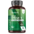 Omega 3 Vegan 2000mg Kapseln 90 Softgels | Herz, Gehirn, Sehkraft & Blutdruck