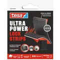 Tesa Klettband Ultra Power Lock Strips 55234, schwarz, selbstklebend, 4x Haken, 5cm x 25mm