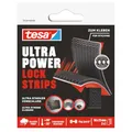 tesa Ultra Power Lock Strips - selbstklebende Klettband-Streifen mit extrem starkem Klettverschluss - wetterfest, UV- und temperaturbeständig - Klebeband für innen- und außen - 4 Stück - 50 x 25 mm