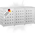 DELUKE® 3er Mülltonnenbox SOGI Edelstahl | 207x115x77,5cm silber | Mülltonnenverkleidung für 3 Tonnen 240L Müllbox aus Metall Mülltonnenschutz Mülltonnendach