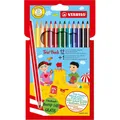 STABILO Dreikant-Buntstifte Trio dick, 12+1 Promo-Etui dreieckig, farbig lackiert, Minenstärke: 4,2 mm, Län (Mehrfarbig, 13 x) (203/12-01-D2)