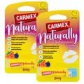2 X Carmex Natürlich Beere Lippenbalsam Feuchtigkeitsspendend Stift 4.25g
