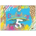 LIMONIA Einladungskarten Safari Einladungen zum 5. Kindergeburtstag Karte Mädchen Jungen Sahara, Einladungskarten mit einem Zebra Giraffe zum fünften Geburtstag