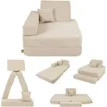 Kinder-Sessel aus weichem Cordstoff umwandelbar beige - Beige