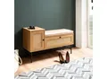 Schuhbank FineBuy Schuhregal 100 cm Garderobe mit Sitzbank Rattan Eiche Klein