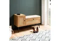 FINEBUY Schuhbank FB103433 Schuhregal 100 cm Garderobe mit Sitzbank Rattan Eiche Klein (mit Sitzfläche Garderobenbank 100x60x38 cm Eiche), Sitzbank Schmal Flur mit Stauraum, Flurbank