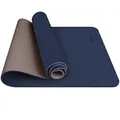 TOPLUS Gymnastikmatte, Yogamatte Yogamatte Gepolstert & rutschfest für Fitness Pilates & Gymnastik mit Tragegurt (Dunkelblau-Brauen)