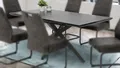 Esstisch Esszimmertisch Freya Glas Keramikoptik Metall anthrazit Auszug 140-180