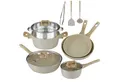 HOMELUX Topf-Set 12tlg Induktions Töpfe Set, Antihaftbeschichtung Topf mit Deckel, Aluminium, Edelstahl (Pfanne 24/28cm, Tiefe Bratpfanne 28cm, Topf mit Dampfgarer 24cm, Milchtopf 16cm), Induktion
