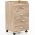 FineBuy Rollcontainer 40 x 70,5 x 33 cm, Schreibtisch-Container Rollschrank 4 Schubladen, Moderner Schubladencontainer mit Rollen, Standcontainer Bürocontainer Beistellcontainer