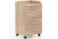FINEBUY Rollcontainer SuVa13590_1, (Schreibtischcontainer 40x70,5x33 cm Sonoma), Rollschrank 4 Schubladen, Bürocontainer mit Rollen