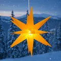GURU SHOP 3D Batterie Außenstern Kaspar, Weihnachtsstern, Faltstern mit 18 Spitzen Incl. 7 m Kabel & LED Leuchtmittel - Ø 55 cm 4xAA Gelb Offen