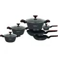 Cheffinger 10-teiliges schwarzes Topfset, Kochtöpfe, Töpfe Induktion | Kochgeschirr Set, Topfset induktionsgeeignet FA2010B - Schwarz