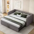 Odikalo Schlafsofa Polsterbett Ausziehbar 90/180*200cm Lattenrosten Samtstoff Dunkelgrau
