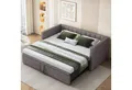 Odikalo Schlafsofa Polsterbett Ausziehbar 90/180*200cm Lattenrosten Samtstoff Beige/Grau