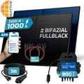 SUNNIVA 1000W Balkonkraftwerk BIFAZIAL FULLBLACK komplett Steckdose AP Systems EZ1-M 800 Watt Wechselrichter, Solaranlage Komplettset, 2x500W Glas Bifacial Solarmodule, 5m Kabel, 4x1m Solarkabel