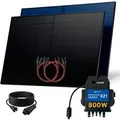 SUNNIVA Balkonkraftwerk 1000 W mit AP Systems 800 W Wechselrichter inkl.5m Kabel 2x 500 W Solarmodule Bifazial Fullblack Glas-Glas