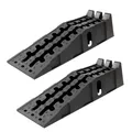TRUTZHOLM 2 x Auffahrrampe Auffahrkeil mit Überfahrstopper 90 x 30 x 21,5 cm hochbelastbar 5t Traglast Kunststoff Stapelbar für Wohnmbil PKW SUV rutschfeste Rampe für jeden Untergrund schwarz