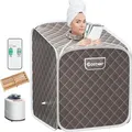 COSTWAY 2L Mini Dampfsauna, Heimsauna Wärmekabine mit Zerstäubungsfunktion & Timer & 9 Temperaturstufen, Sitzsauna inkl. Fernbedienung, Stuhl, Sa...