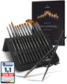LIEBERGE Malpinsel Premium Set – 12 Pinsel für Acryl, Aquarell, Öl, inkl. Präsenter, (Set, 12 St., Pinselpräsenter, Flachpinsel, Fächerpinsel, Rundpinsel, Schrägpinsel), Synthetikhaar, vegan, langlabig, hohe Farbaufnahme, Anfänger, Profis