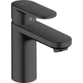hansgrohe Waschtischarmatur Vernis Blend 100, schwarz matt, 14,3 cm hoch, aus Messing, mit Ablaufgarnitur & Zugstange
