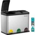 Songmics Mülleimer Petaja 3 Fächer x 15, Silber-Schwarz