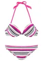 Strandladen Venice Beach Damen Push Up Bügel Bikini (pink-grau, 34B)