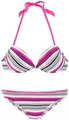 Venice Beach Damen Push Up Bügel Bikini (pink-grau, 34B) J5908