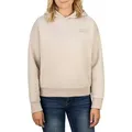 DENIMFY Kapuzenpullover Damen Hoodie DFEmily Oversize Sweatshirt mit Logoprint beige M