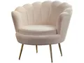 Loungesessel SALESFEVER Sessel: Entspannung pur , beige (beige, gold), B:76cm H:78cm T:76cm, Bouclé Stoff (100% Polyester), Metall, Sessel, Extravaganter Blickfang im stilvollen Muscheldesign