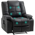 HOMCOM Relaxsessel Massagesessel Fernsehsessel mit Liegefunktion Vibration Fußteil Seitentasche, TV Sessel Liegesessel Ruhesessel für Wohnzimmer, Schwarz