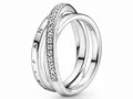 Pandora Silber 199057C01-56 Crossover Pavé Dreiband Ring - Zirkonia Gr. 56