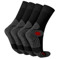 Celodoro 4 Paar Wandersocken, Arbeitssocken & Sportsocken (39-42, schwarz/rot) - verstärkte Unisex Socken für Damen & Herren - atmungsaktive Anti-Schweiß Funktionssocken für Sport, Wandern, Arbeit