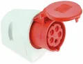 as - Schwabe CEE Steckdose Aufputz - CEE Wandsteckdose - 400 V, 32 A, 5-polig - Wanddose mit Klappdeckel - mit schlagfestem Gehäuse - mit Schraubanschlüssen - Made in Germany - IP44 - Weiß/Rot, 60432