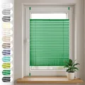 Sonello Plissee Klemmfix ohne Bohren 45cm x 100cm Grün Faltrollo Plisseerollo Jalousie für Tür & Fenster Blickdicht Sichtschutz Sonnenschutz Fertifplissee Rollo