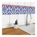 K&L Wall Art Fliesenaufkleber Wandtattoo Kachel Landhaus Blumenkranz Jugendstil Floral blau 20 cm x 20 cm