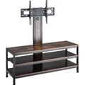 TV-Halterung mit Fernsehtisch 'Stockholm' 120 x 40 x 108 cm bis 70 Zoll max. 40 kg höhenverstellbar neigbar Schwarz/Eicheoptik rustikal - Braun
