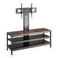 pro.tec TV Ständer Stockholm mit Fernsehtisch TV Halterung bis zu 70 Zoll Fernseher Halterung höhenverstellbar neigbar max. VESA 600 x 400 mm bis 40 kg Schwarz/Eicheoptik rustikal