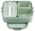 MEPAL Ellipse Midi Bento-Lunchbox 2 Einsätze auslaufsicher mit Besteck Grün