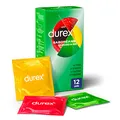 Durex - „Saboreame“-Kondome mit fruchtigen Geschmacksrichtungen - Erdbeere, Banane, Orange und Apfel - 12 Kondome