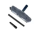 FenWi Profi Kombi Fensterwischer 25/30cm breit für kleinere Glas-Flächen mit Fensterabzieher, Edelstahl-Schiene & Einwascher mit Microfaser-Wischbezug und 2X Gummilippe (Soft/Hard)