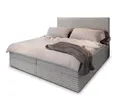 Masseno Boxspringbett PISA 180x200 cm Komplett-Set mit Matratze und Topper, Polsterbett mit Zwei Bettkästen -Hellgrau, TILIA 83