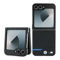 BMW Samsung Z Flip 6 Flip6 Hülle Case Cover Carbon Leather M Power Blue Line