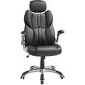 Siège De Bureau Pivotant, Fauteuil Ergonomique, Avec Accoudoirs Pliables, Piètement En Étoile En Nylon, Charge Maximale 150 Kg, Noir Obg65bk
