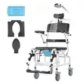 VEVOR Duschrollstuhl, 440 mm breiter Toilettenrollstuhl aus Aluminiumlegierung für Innendusche, Toilettenstuhl mit Bremse für behinderte Erwachsene