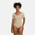 cfab (creamy fabrics) Miederbody T-Shirt Bodysuit Sculpting Shapewear mit Slip-Beige-M (1-tlg) Figurformend beige|braun M