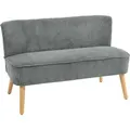 HOMCOM Sofa 2 Sitzer Modern Couch für Wohnzimmer 117 x 56 x 77 cm Grau